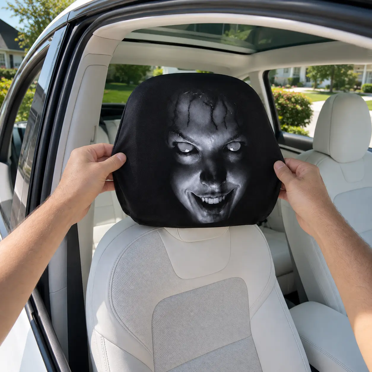 Husă Tetieră Auto Horror cu Efect 3D [1]