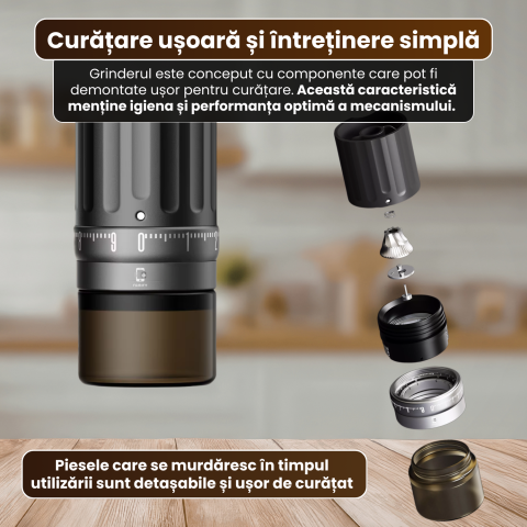 Râșniță electrică portabilă pentru cafea FAMIFY, 90 setări de măcinare, USB, negru [11]