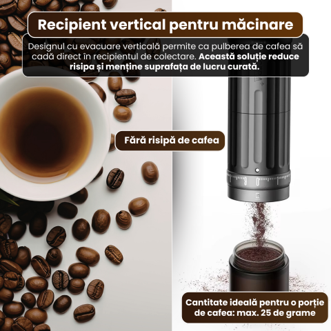 Râșniță electrică portabilă pentru cafea FAMIFY, 90 setări de măcinare, USB, negru [8]