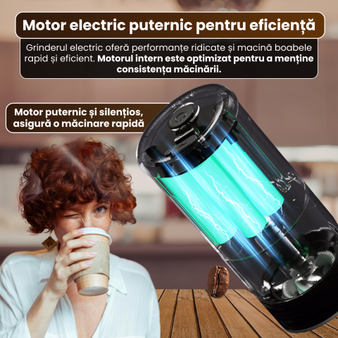 Râșniță electrică portabilă pentru cafea FAMIFY, 90 setări de măcinare, USB, negru [6]