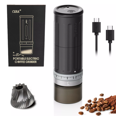 Espressoare portabile - Râșniță electrică portabilă pentru cafea Famify, cu 90 setări de măcinare, măcinare precisă pentru espresso, French Press și pour over, reîncărcabilă USB, negru
