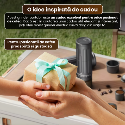 Râșniță electrică portabilă pentru cafea FAMIFY, 90 setări de măcinare, USB, negru [10]