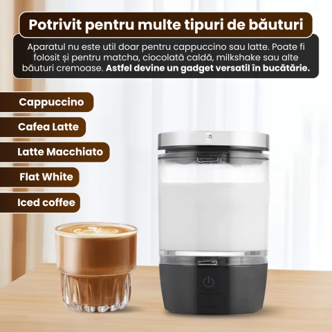Spumator electric de lapte portabil FAMIFY, reîncărcabil USB, 80 ml, negru [5]