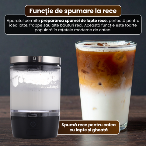 Spumator electric de lapte portabil FAMIFY, reîncărcabil USB, 80 ml, negru [10]