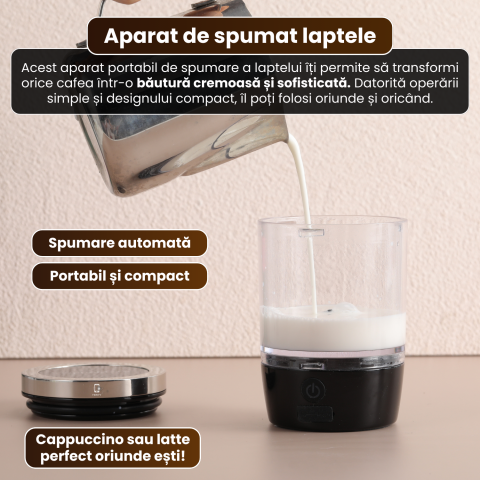 Spumator electric de lapte portabil FAMIFY, reîncărcabil USB, 80 ml, negru [1]