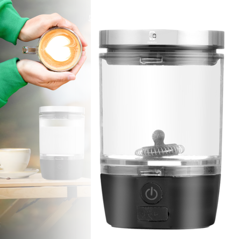 Accesorii pentru espressoare - Spumator electric de lapte portabil Famify, reîncărcabil USB, 80 ml, pentru cappuccino, latte și alte băuturi, negru