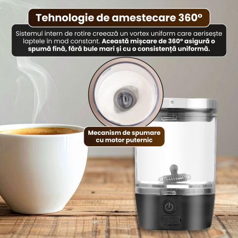 Spumator electric de lapte portabil FAMIFY, reîncărcabil USB, 80 ml, negru [3]