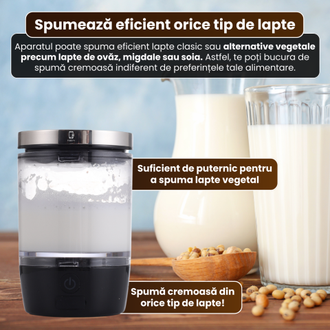 Spumator electric de lapte portabil FAMIFY, reîncărcabil USB, 80 ml, negru [11]