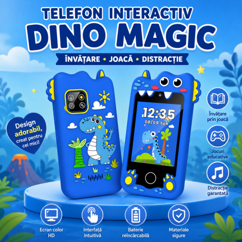 Telefon Inteligent Copii Dinozaur Albastru cu Camera si Jocuri [1]