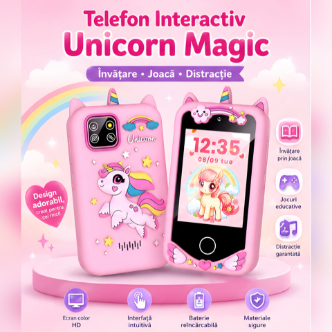 Telefon Inteligent Copii Unicorn Roz cu Camera si Jocuri [1]