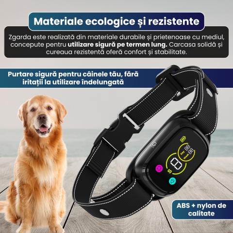 Zgardă antilătrat pentru câini FAMIFY, fără șocuri, beep și vibrație, IPX7, negru [11]
