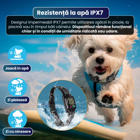 Zgardă antilătrat pentru câini FAMIFY, fără șocuri, beep și vibrație, IPX7, negru [7]
