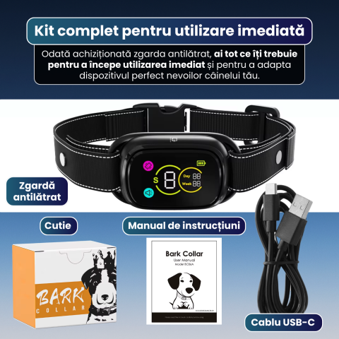 Zgardă antilătrat pentru câini FAMIFY, fără șocuri, beep și vibrație, IPX7, negru [8]