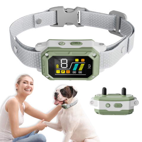 Echipament dresaj - Zgardă antilătrat pentru câini Famify, inteligentă, cu 3 moduri de antrenament: sunet, vibrație și impuls, reîncărcabilă, IPX7, gri