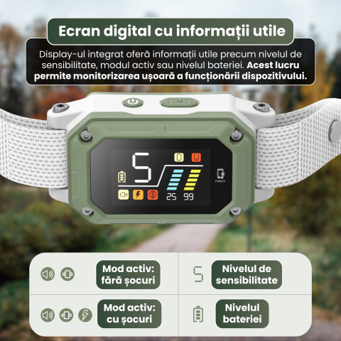 Zgardă antilătrat pentru câini FAMIFY, inteligentă, cu sunet, vibrație și impuls, IPX7, gri [9]