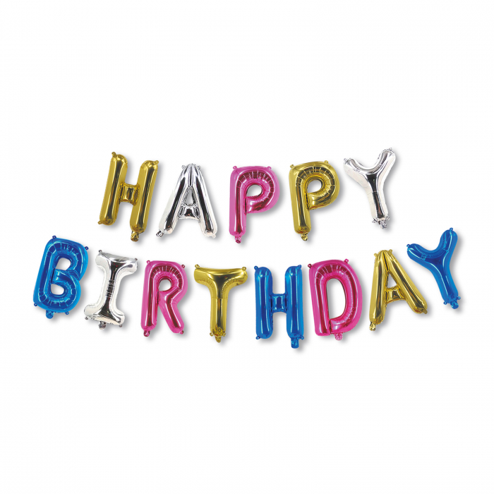 3D Balon model litere „Happy Birthday” - diferite culori - 33 cm [1]