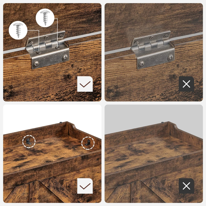 Banca de depozitare tip cufar, cu 2 balamale de siguranta, stil hambar, 40x100x46cm, maro rustic [5]