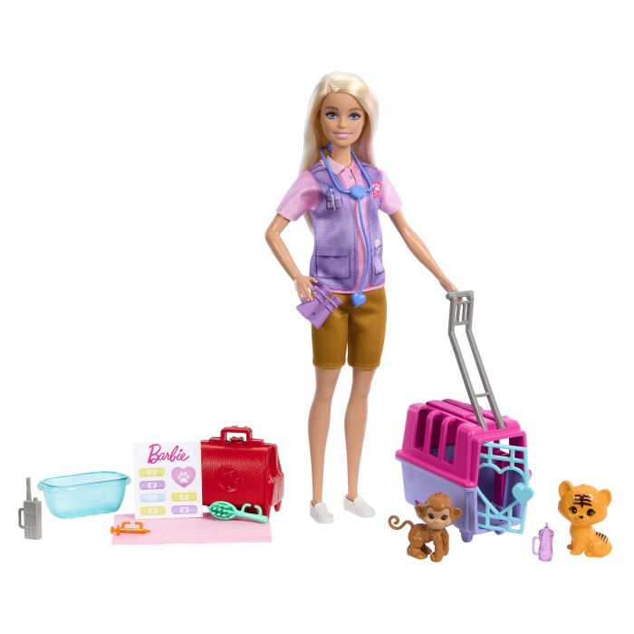 BARBIE YOU CAN BE SET PAPUSA CU DOUA ANIMALUTE DIN JUNGLA [4]
