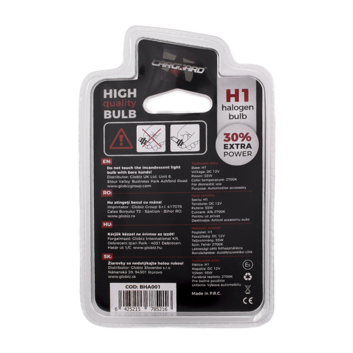Bec halogen H1, 55W, +30% intensitate - CARGUARD [3]