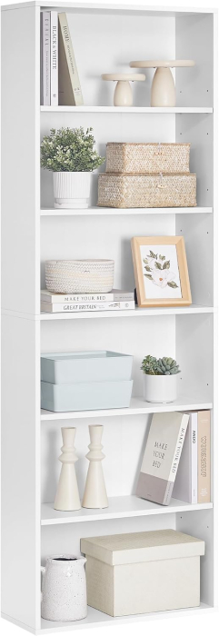 Biblioteca 6 rafturi, in stil scandinav, rafturi ajustabile, PAL, 60x24x179 cm, alb [3]