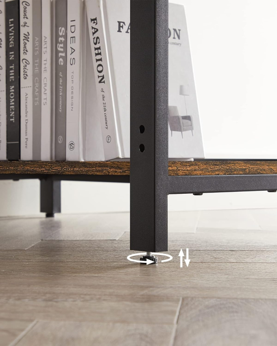 Birou cu 2 rafturi pe stanga sau dreapta, cadru din otel, 60x120x75cm, industrial, maro rustic si negru [6]