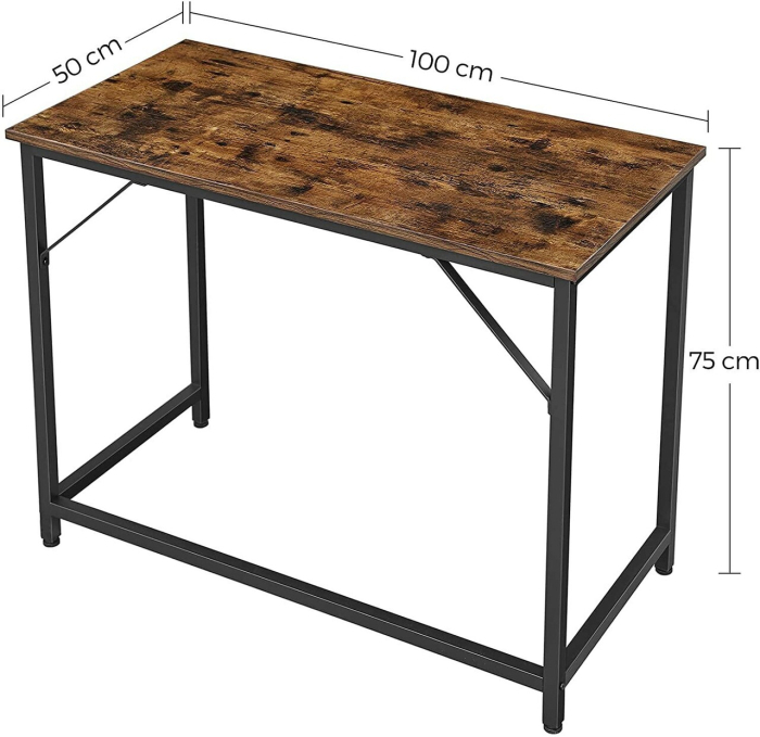 Birou cu cadru din otel, 50x100x75 cm, industrial, maro [9]