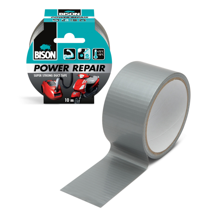 BISON Power Repair bandă adezivă armată cu material - gri - 10 m [1]