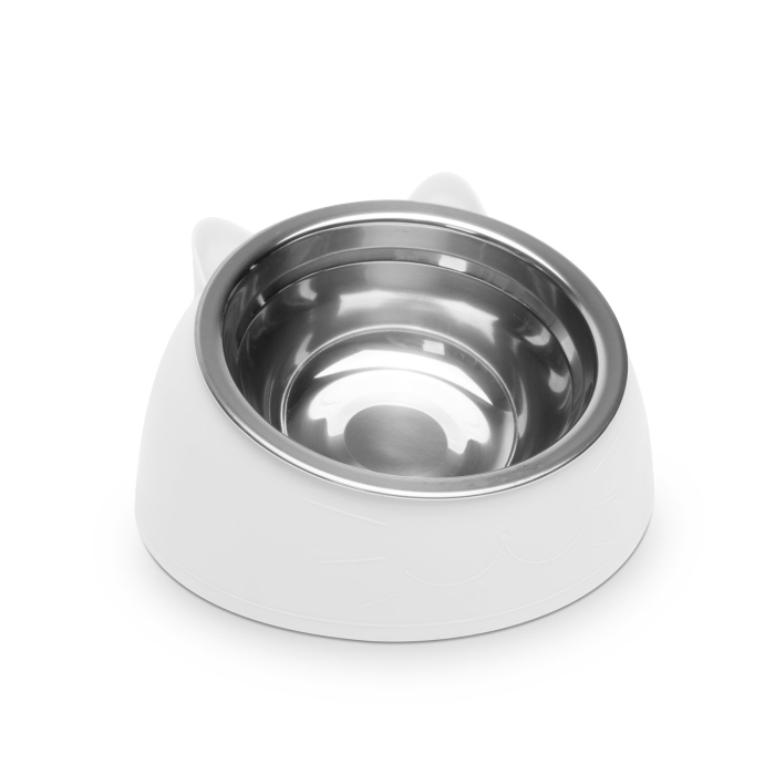 Bol de hrănire pentru pisici - 165 x 100 mm - alb [1]