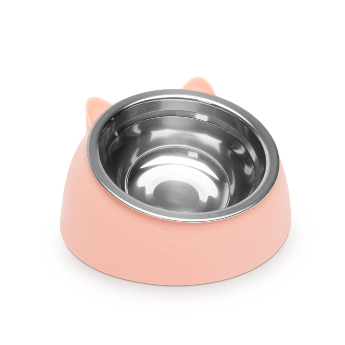 Bol de hrănire pentru pisici - 165 x 100 mm - roz [1]