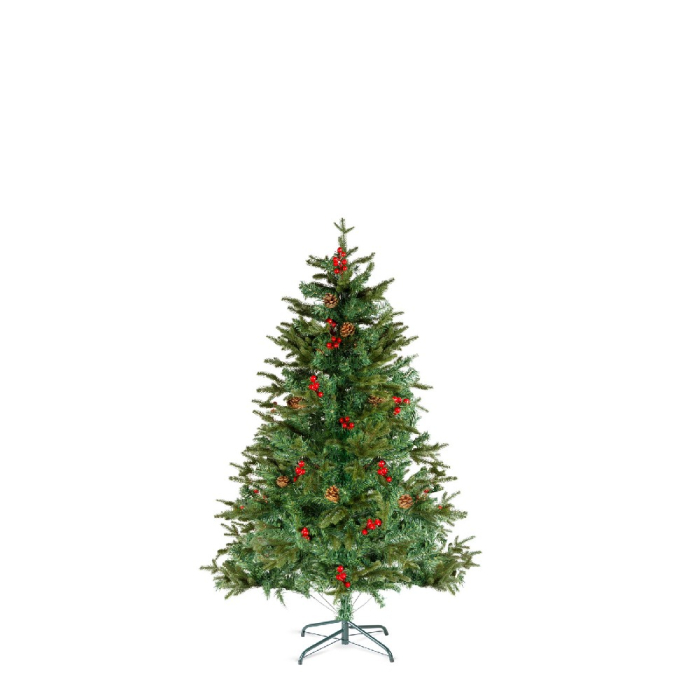 Brad artificial – 120 cm – PE/PVC – cu bobițe roșii [1]