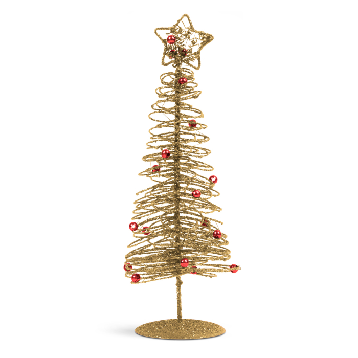 Brăduț metalic - ornament de Crăciun - 28 cm - auriu [2]
