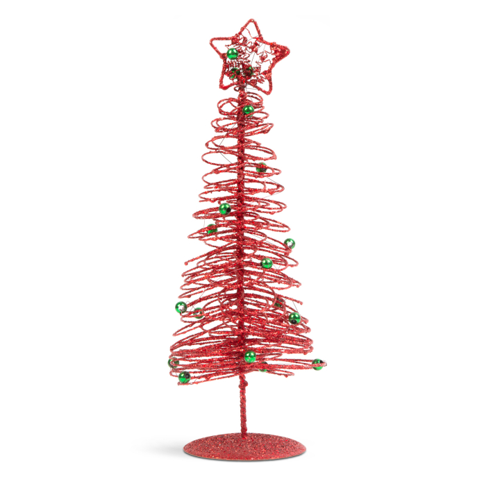Brăduț metalic - ornament de Crăciun - 28 cm - roșu [2]