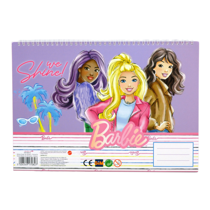 Caiet schițe A/4 cu spirală, 40 pagini și autocolante Barbie [2]