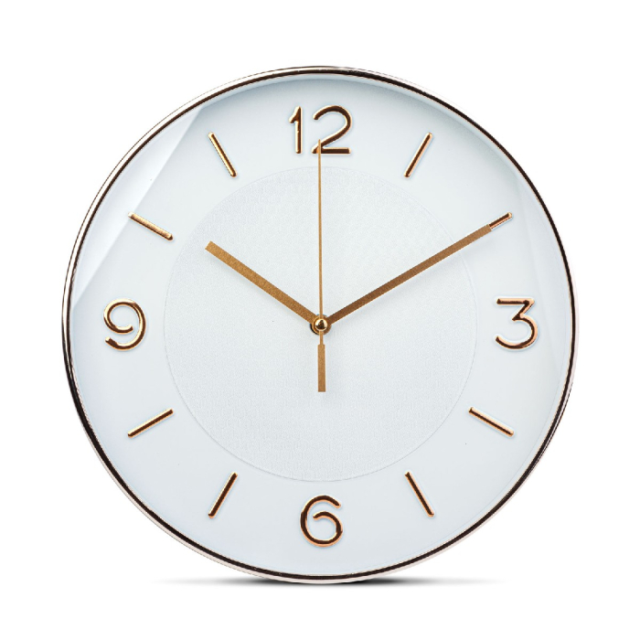 Ceas de perete - 25 cm - plastic, sticlă - 1 x AA - alb [1]