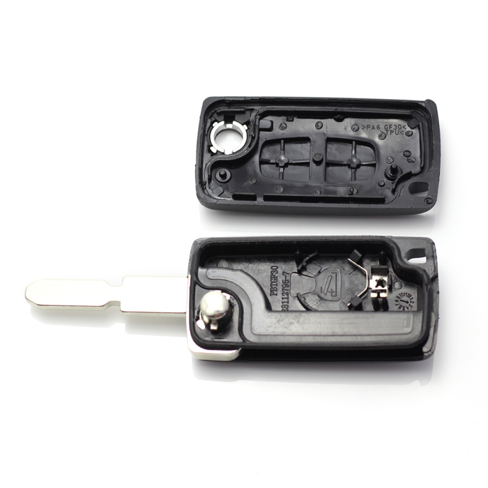 Citroen / Peugeot 406 - Carcasa tip cheie briceag cu 2 butoane, lama NE78-SH2 cu suport baterie [2]