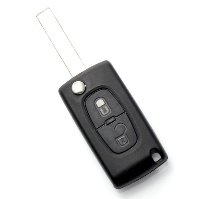 Citroen / Peugeot 407 - Carcasa tip cheie briceag cu 2 butoane, lama HU83-SH2 cu suport baterie [1]