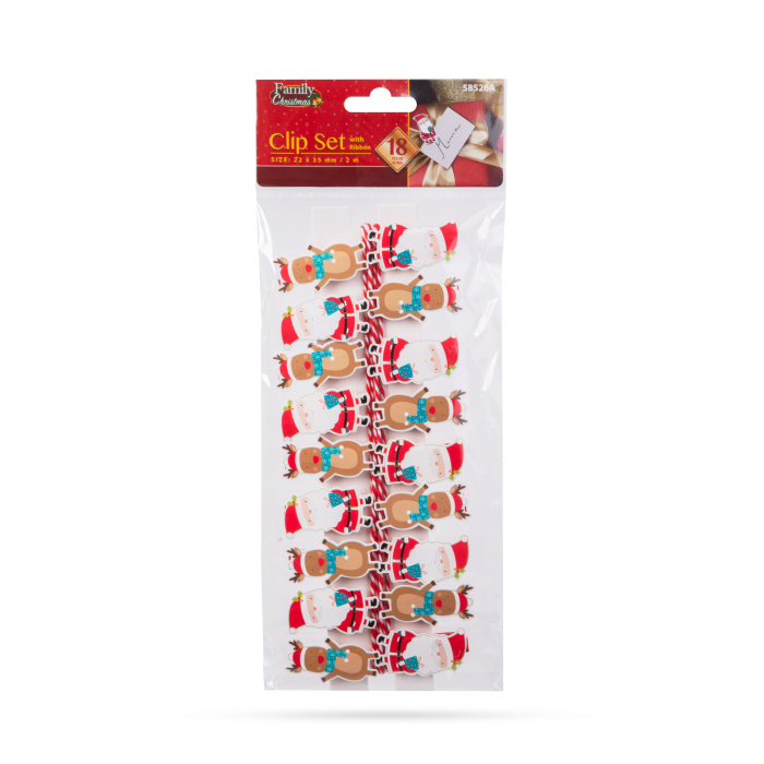 Cleme de Crăciun cu panglică - Moș Crăciun - 22 x 35 mm - 18 buc, 2 m / pachet [5]