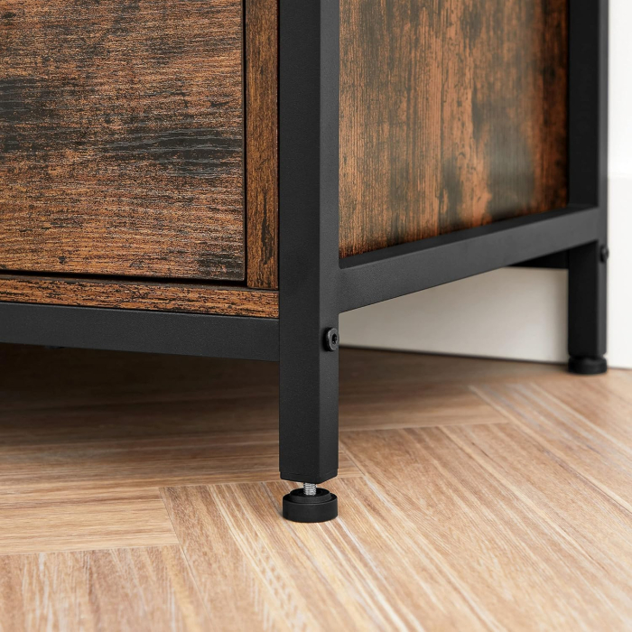 Comoda pentru TV de pana la 65 inch, cu 3 sertare si 3 rafturi deschise, 40x147x50cm, maro rustic si negru [6]
