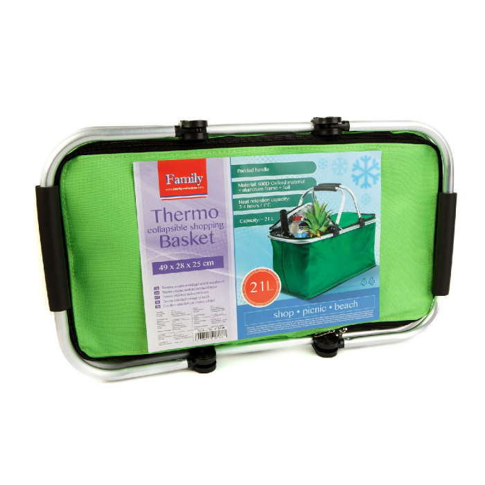 Coș de cumpărături termoizolant pliabil – 49 x 28 x 25 cm – 21 L – verde [2]
