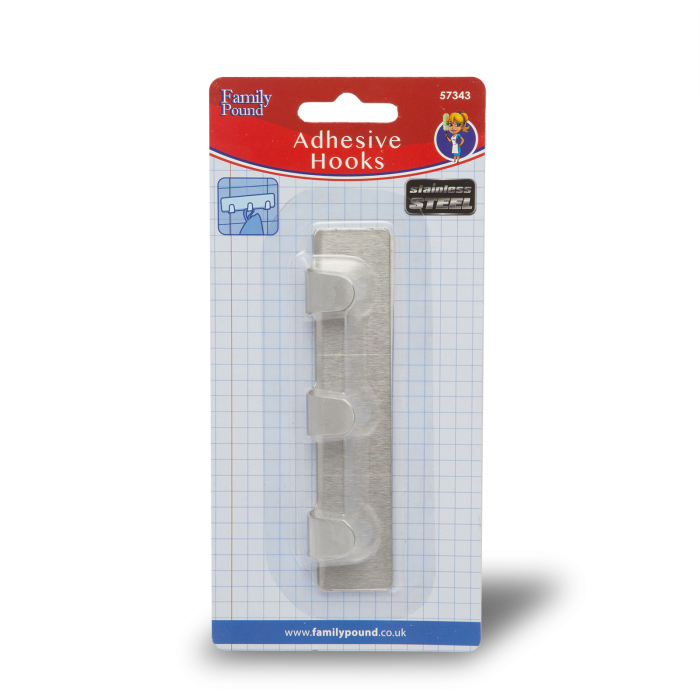 Cuier pe perete triplu, inox, cu autoadeziv [3]