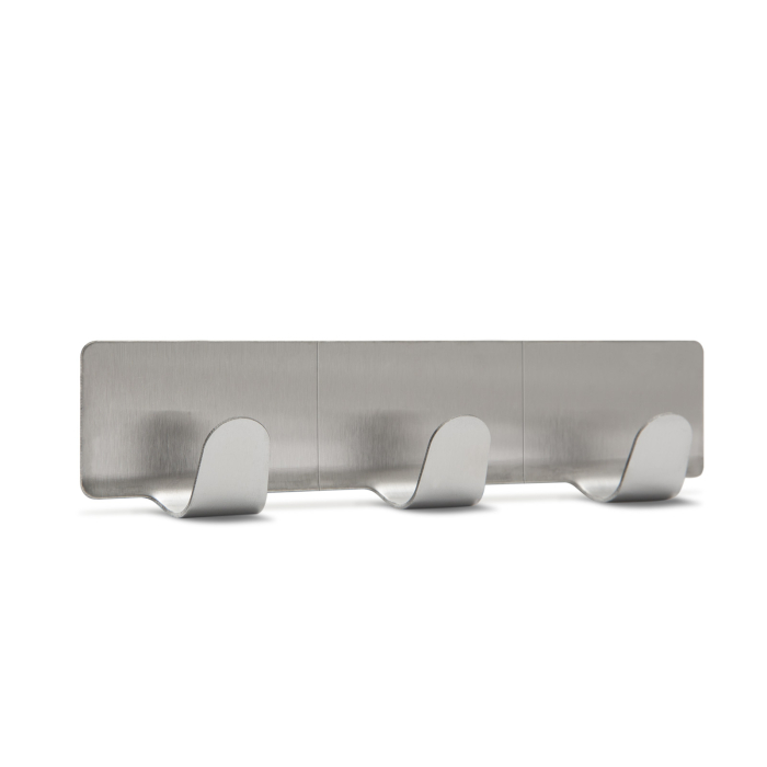 Cuier pe perete triplu, inox, cu autoadeziv [1]