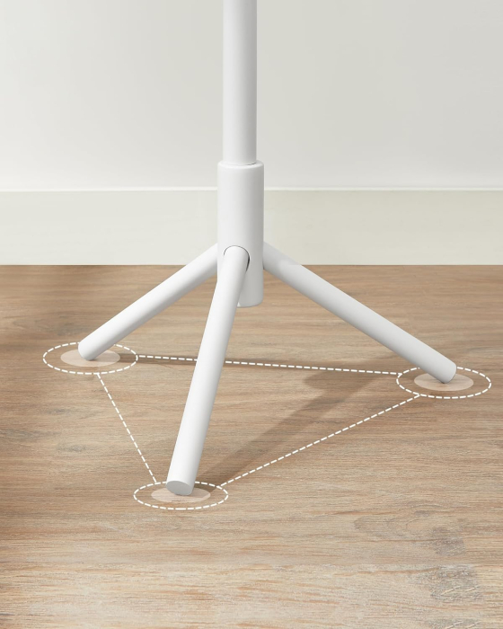 Cuier pentru haine, din lemn masiv, tip pom, cu 8 carlige, 175cm, alb [7]
