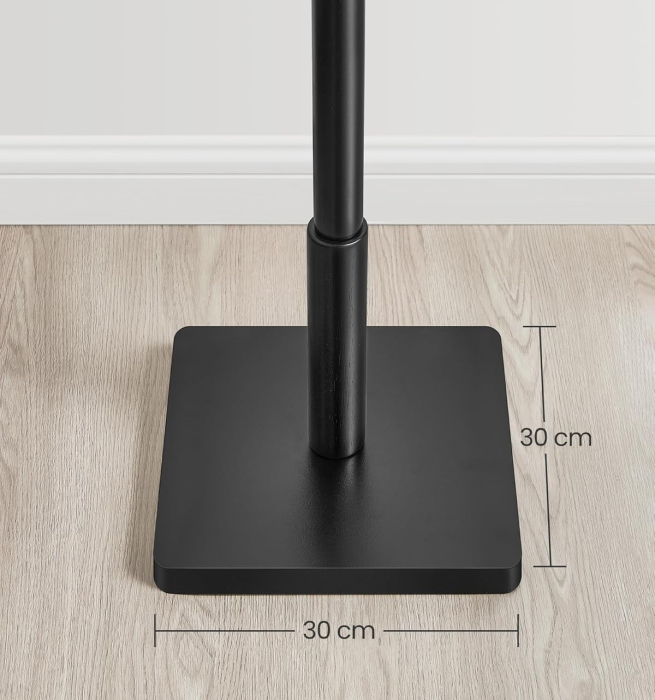 Cuier pentru haine, din lemn masiv, tip pom, cu 8 carlige, baza patrata, 175cm, negru [4]