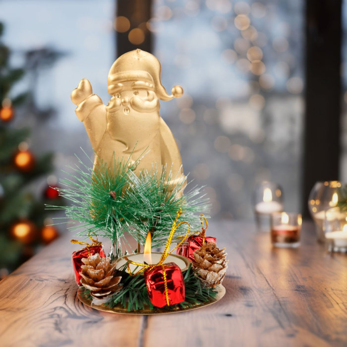 Decor de Advent - cu suport de lumănare - cupru, Moș Crăciun - 8 x 13 cm [1]