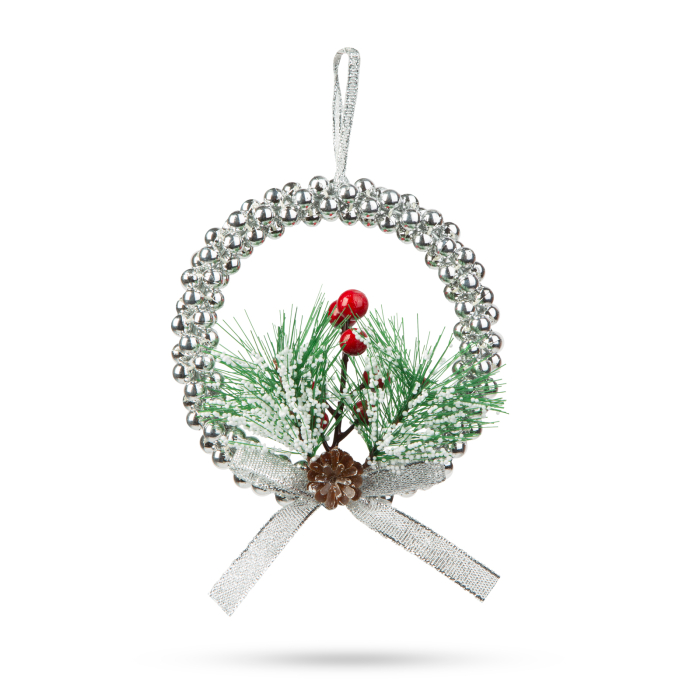 Decor de Craciun - coroana argintie - 10 cm [2]