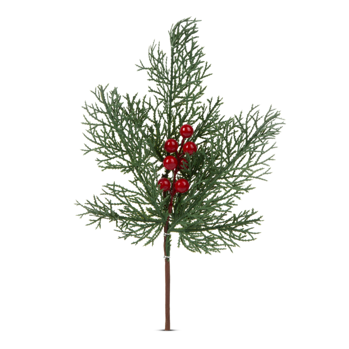 Decor de Craciun - creanga de pin cu fructe de padure rosii - 35 cm [1]