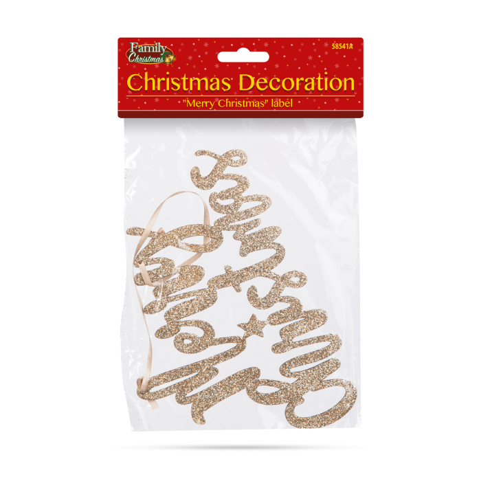 Decor de Crăciun - "Merry Christmas" - 20 x 12 cm - auriu [3]