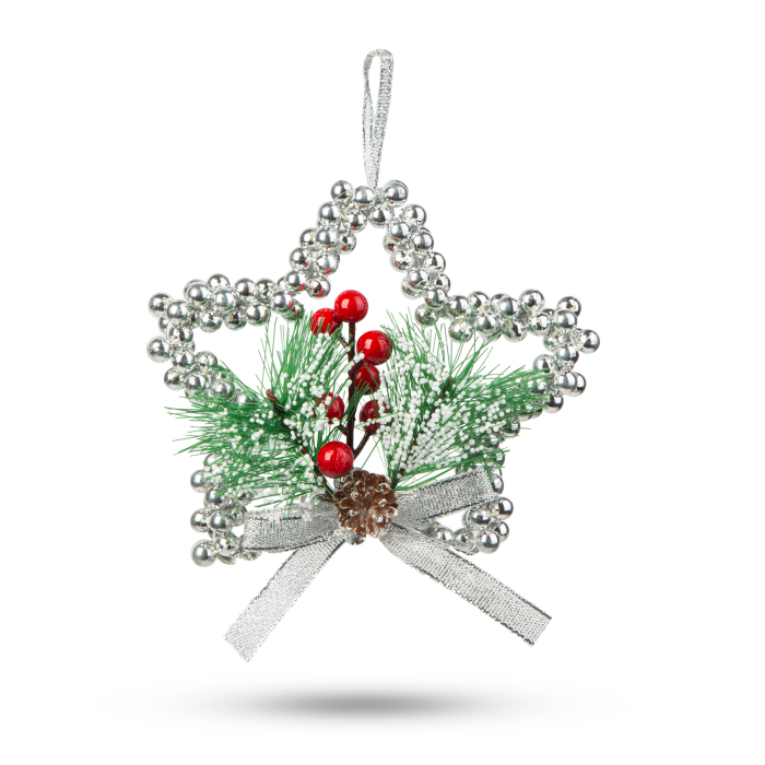 Decor de Craciun - stea argintie - 10 cm [2]