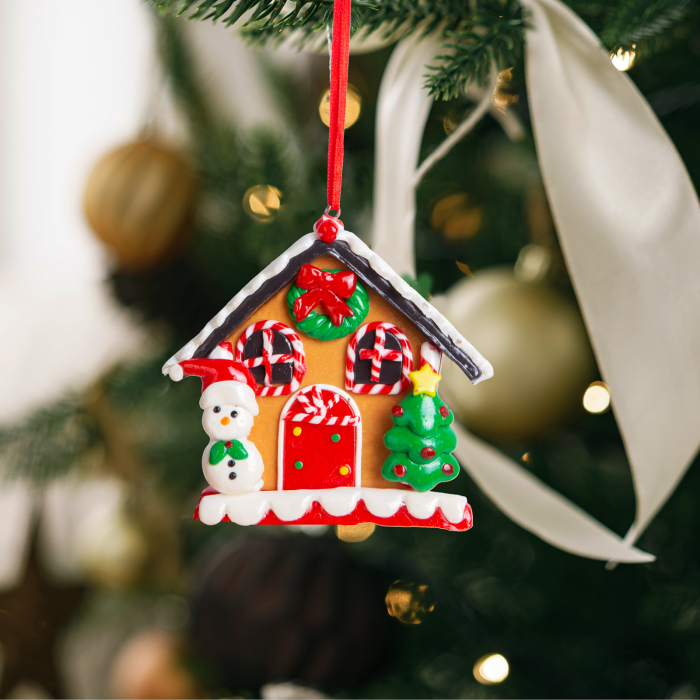 Decor magnetic de Craciun - 2 in 1 - casa de turta dulce cu om de zăpadă - 85 x 75 mm [1]