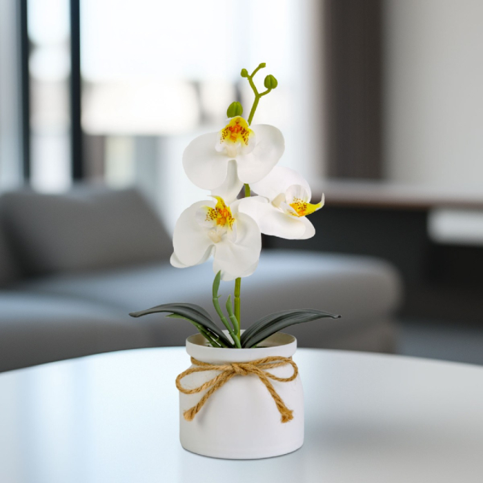 Decorațiune cu plantă artificială – Orhidee albă – 20 x 9 cm Cod produs: 11889B [2]